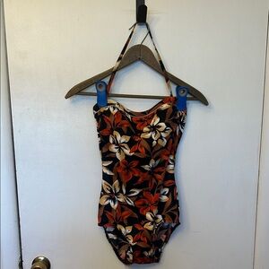 Baltex Body ID Floral Womens Halter Swimsuit Size 10 Vintage